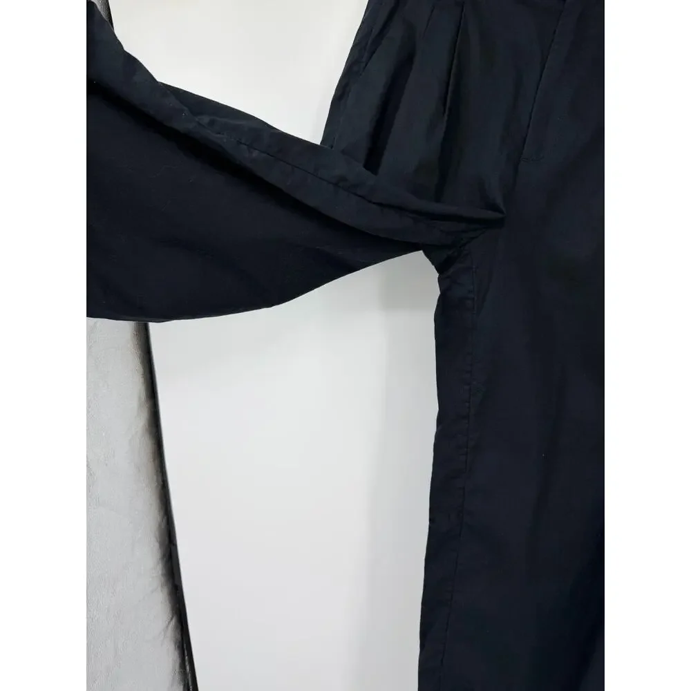 Banana Republic Womens Wide Leg Linen Blend Pants Size 12 Black Pleated Classic